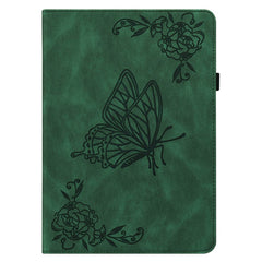 For iPad (2025) / 10.9 (2022) Butterfly Flower Imprinted PU Leather Card Holder Stand Smart Tablet Case with Pencil Holder