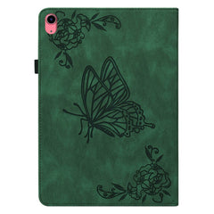 For iPad (2025) / 10.9 (2022) Butterfly Flower Imprinted PU Leather Card Holder Stand Smart Tablet Case with Pencil Holder