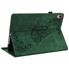 For iPad (2025) / 10.9 (2022) Butterfly Flower Imprinted PU Leather Card Holder Stand Smart Tablet Case with Pencil Holder