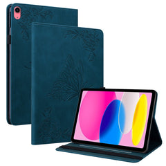 For iPad (2025) / 10.9 (2022) Butterfly Flower Imprinted PU Leather Card Holder Stand Smart Tablet Case with Pencil Holder