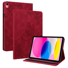 For iPad (2025) / 10.9 (2022) Butterfly Flower Imprinted PU Leather Card Holder Stand Smart Tablet Case with Pencil Holder