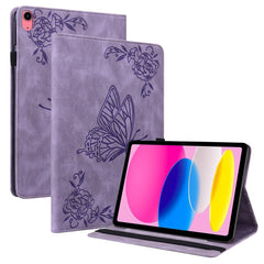 For iPad (2025) / 10.9 (2022) Butterfly Flower Imprinted PU Leather Card Holder Stand Smart Tablet Case with Pencil Holder
