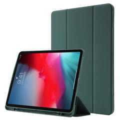 For iPad Pro 12.9 (2022) / (2021) / (2020) Skin-touch PU Leather Case Full Protection Tri-fold Stand Tablet Cover with Auto Wake / Sleep Cover and Pen Slot