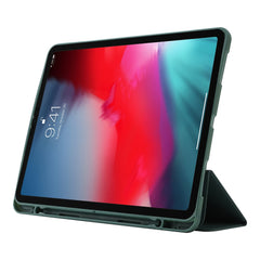 For iPad Pro 12.9 (2022) / (2021) / (2020) Skin-touch PU Leather Case Full Protection Tri-fold Stand Tablet Cover with Auto Wake / Sleep Cover and Pen Slot