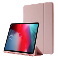 For iPad Pro 12.9 (2022) / (2021) / (2020) Skin-touch PU Leather Case Full Protection Tri-fold Stand Tablet Cover with Auto Wake / Sleep Cover and Pen Slot