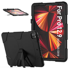 For iPad Pro 12.9 (2022) / (2021) / (2020) / (2018) Protective Case Anti-Fall PC + Silicone Case Scratch-Proof Kickstand Tablet Cover