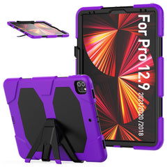 For iPad Pro 12.9 (2022) / (2021) / (2020) / (2018) Protective Case Anti-Fall PC + Silicone Case Scratch-Proof Kickstand Tablet Cover