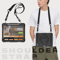 For iPad Pro 12.9 (2018) / (2020) / (2021) / (2022) 360-Degree Rotating Kickstand Tablet Case Anti-drop PC + Silicone Protective Cover with Shoulder Strap