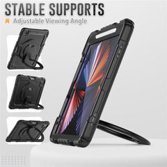 For iPad Pro 12.9 (2018) / (2020) / (2021) / (2022) 360-Degree Rotating Kickstand Tablet Case Anti-drop PC + Silicone Protective Cover with Shoulder Strap