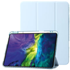 For iPad Pro 12.9-inch (2018) / (2020) / (2021) / (2022) Trifold Stand Tablet Case PU Leather + Clear Acrylic Shell