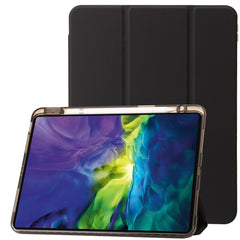 For iPad Pro 12.9-inch (2018) / (2020) / (2021) / (2022) Trifold Stand Tablet Case PU Leather + Clear Acrylic Shell