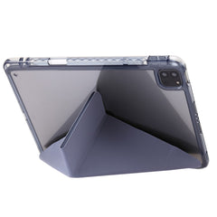 For iPad Pro 12.9 (2022) / (2021) / (2020) / (2018) Origami Tri-fold Stand Case PU Leather Transparent Acrylic Tablet Cover
