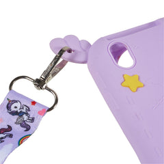 For iPad Pro 10.5-inch (2017) / Air 10.5 inch (2019) Silicone+PC Tablet Cover Cute Decor Kickstand Case with Strap
