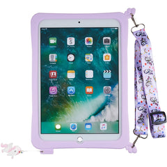 For iPad Pro 10.5-inch (2017) / Air 10.5 inch (2019) Silicone+PC Tablet Cover Cute Decor Kickstand Case with Strap