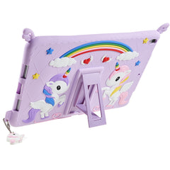 For iPad Pro 10.5-inch (2017) / Air 10.5 inch (2019) Silicone+PC Tablet Cover Cute Decor Kickstand Case with Strap
