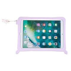 For iPad Pro 10.5-inch (2017) / Air 10.5 inch (2019) Silicone+PC Tablet Cover Cute Decor Kickstand Case with Strap