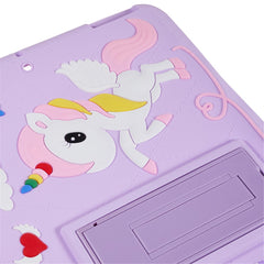 For iPad Pro 10.5-inch (2017) / Air 10.5 inch (2019) Silicone+PC Tablet Cover Cute Decor Kickstand Case with Strap