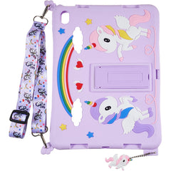 Cute Decor Tablet Shell for iPad (2025) / 10.9 (2022) Silicone+PC Tablet Cover Kickstand Case with Strap