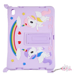 Cute Decor Tablet Shell for iPad (2025) / 10.9 (2022) Silicone+PC Tablet Cover Kickstand Case with Strap