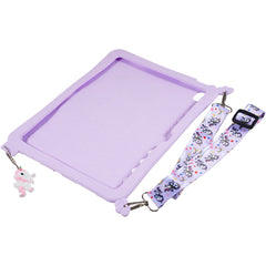 Cute Decor Tablet Shell for iPad (2025) / 10.9 (2022) Silicone+PC Tablet Cover Kickstand Case with Strap