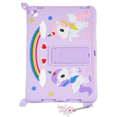For iPad Air (2013) / Air 2 / iPad 9.7-inch (2017) / (2018) Cute Decor Shockproof Silicone+PC Tablet Cover Kickstand Case with Strap