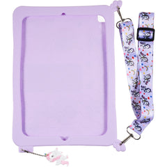 For iPad Air (2013) / Air 2 / iPad 9.7-inch (2017) / (2018) Cute Decor Shockproof Silicone+PC Tablet Cover Kickstand Case with Strap