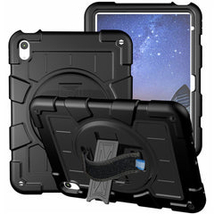 For iPad (2025) / 10.9 (2022) TPU+PC Tablet Case Rotating Hand Strap Kickstand Cover with Shoulder Strap