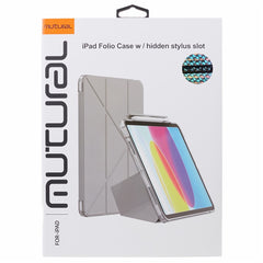 MUTURAL Tablet Case for iPad 10.2 (2021) / (2020) / (2019) , PU Leather Transparent Back Origami Stand Cover with Detachable Pencil Holder