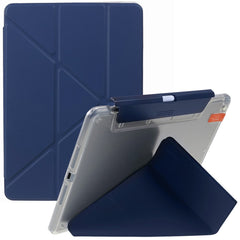 MUTURAL Tablet Case for iPad 10.2 (2021) / (2020) / (2019) , PU Leather Transparent Back Origami Stand Cover with Detachable Pencil Holder