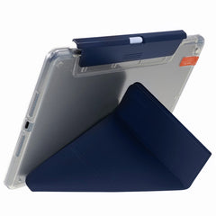 MUTURAL Tablet Case for iPad 10.2 (2021) / (2020) / (2019) , PU Leather Transparent Back Origami Stand Cover with Detachable Pencil Holder