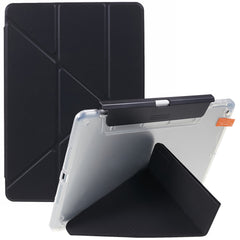 MUTURAL Tablet Case for iPad 10.2 (2021) / (2020) / (2019) , PU Leather Transparent Back Origami Stand Cover with Detachable Pencil Holder