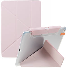 MUTURAL Tablet Case for iPad 10.2 (2021) / (2020) / (2019) , PU Leather Transparent Back Origami Stand Cover with Detachable Pencil Holder