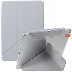 MUTURAL Tablet Case for iPad 10.2 (2021) / (2020) / (2019) , PU Leather Transparent Back Origami Stand Cover with Detachable Pencil Holder