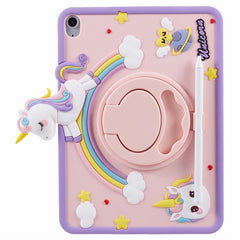 For iPad (2025) / 10.9 (2022) Case Cartoon Horse Design Kickstand PC + Silicone Tablet Cover