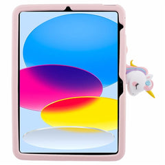 For iPad (2025) / 10.9 (2022) Case Cartoon Horse Design Kickstand PC + Silicone Tablet Cover