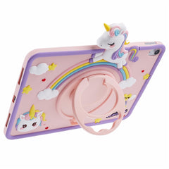 For iPad (2025) / 10.9 (2022) Case Cartoon Horse Design Kickstand PC + Silicone Tablet Cover