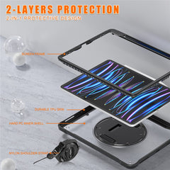 Für iPad Air 13 (2025) / (2024) / Pro 12.9 (2018) / (2020) / (2021) / (2022) Hülle Kickstand Tablet Cover mit Gurt 