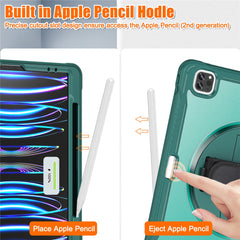 For iPad Air 13 (2025) / (2024) / Pro 12.9 (2018) / (2020) / (2021) / (2022) Case Kickstand PC+TPU Tablet Case with Hand Strap