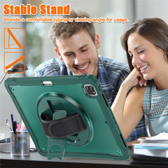 For iPad Air 13 (2025) / (2024) / Pro 12.9 (2018) / (2020) / (2021) / (2022) Case Kickstand PC+TPU Tablet Case with Hand Strap