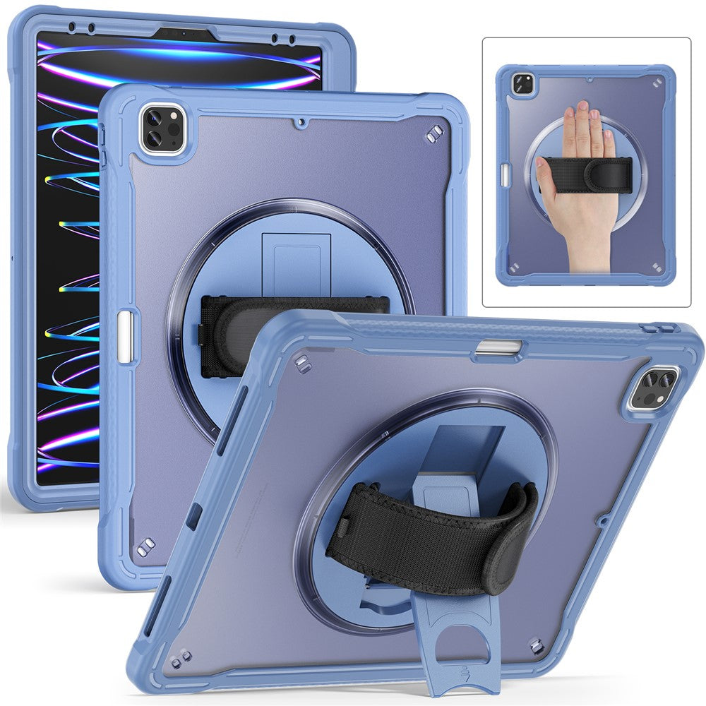 For iPad Air 13 (2025) / (2024) / Pro 12.9 (2018) / (2020) / (2021) / (2022) Case Kickstand PC+TPU Tablet Case with Hand Strap
