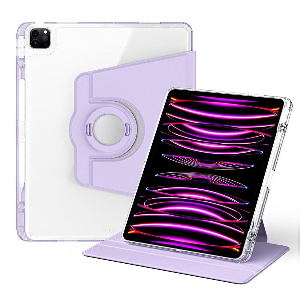 For iPad Pro 12.9 (2022) / (2021) / (2020) / (2018) Case Detachable Stand PU Leather+Acrylic Tablet Cover