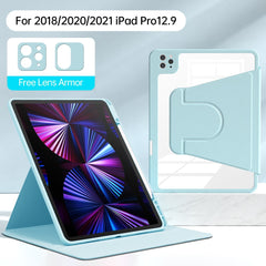 For iPad Pro 12.9 (2022) / (2021) / (2020) / (2018) Case PU Leather+Acrylic+TPU Tablet Cover with Lens Protection