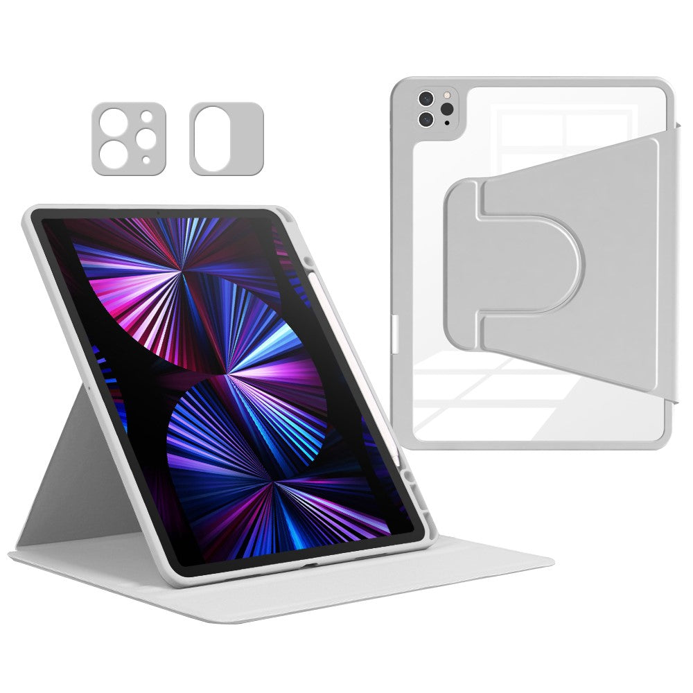 For iPad Pro 12.9 (2022) / (2021) / (2020) / (2018) Case PU Leather+Acrylic+TPU Tablet Cover with Lens Protection