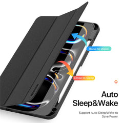 DUX DUCIS Domo Series for iPad Pro 11 (2024) Tablet Case Tri-fold Stand Leather Business Style Cover