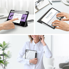 DUX DUCIS TOBY Series For iPad Pro 11 (2024) Case PU Leather Business Tri-fold Stand Tablet Cover with Pen Holder