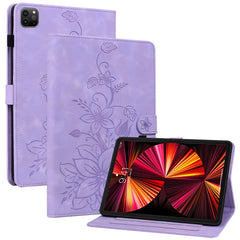 Étui à rabat antichoc en cuir PU avec motif floral pour iPad Pro 12.9 (2020) / (2021) / (2022) 