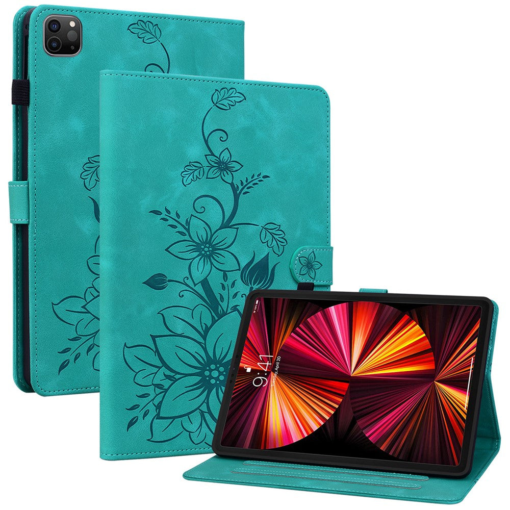 Étui à rabat antichoc en cuir PU avec motif floral pour iPad Pro 12.9 (2020) / (2021) / (2022) 