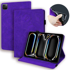 For iPad Air 13 (2025) / (2024) / Pro 12.9 (2020) / (2021) Case PU Leather Flower Pattern Stand Cover
