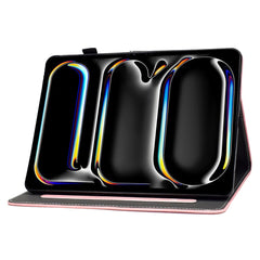 For iPad Pro 11 (2024) Cowhide Texture PU Leather Stand Tablet Case Card Holder Cover with Pen Holder Loop