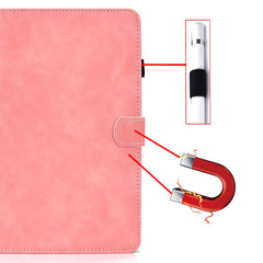 For iPad Pro 11 (2024) Cowhide Texture PU Leather Stand Tablet Case Card Holder Cover with Pen Holder Loop
